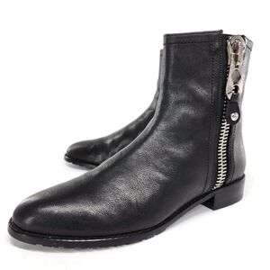 Stuart Weitzman Winzipper Black Nappa Leather Side-Zip Low Heel Ankle Boots